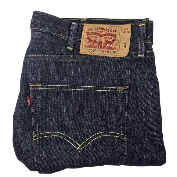Levis 501 Button Fly Blue Jeans 40X30‎ Men's Straight Leg Denim - Picture 1 of 10